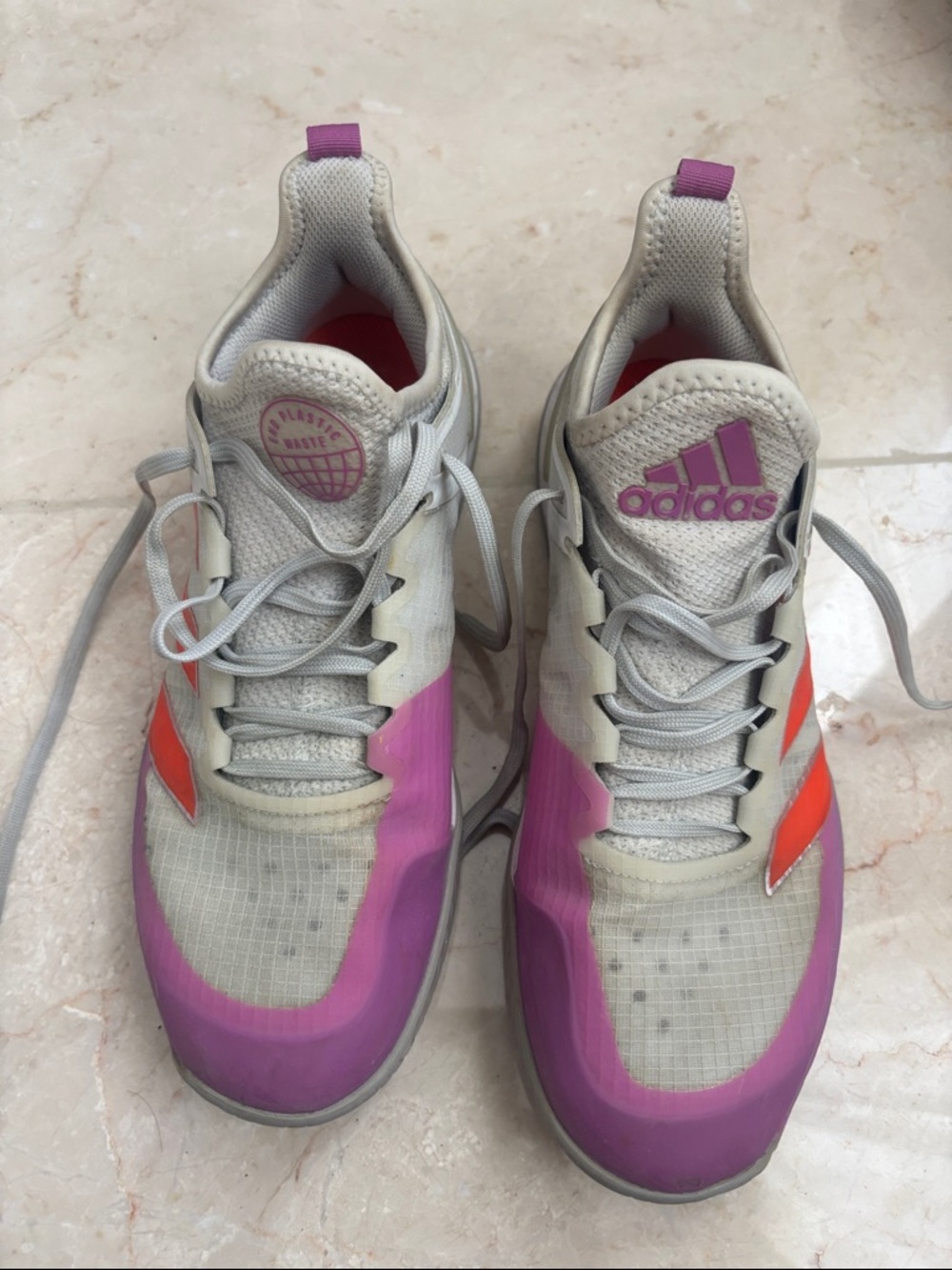 adidas Women Athletic Sneakers in White, Purple & Orange